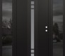 Modern Steel Front Door DIAMOND A4 68" X 80" BLACK/WHITE FROSTED GLASS PANEL BLACK LHI WITH 2 SIDELITES MIRRORED GLASS
