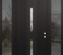 DIAMOND A6 64" X 96" BLACK/BLACK CLEAR GLASS PANEL BLACK RHI WITH 2 SIDELITES AND TRANSOM MIRRORED GLASS