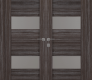 Berta Vetro Gray Oak Modern Interior Double Swing Doors by Belldinni