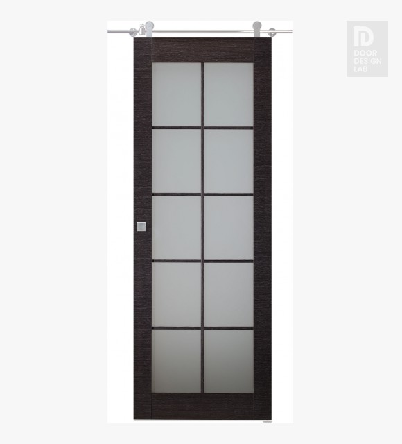 Avanti 10 Lite Vetro Black Apricot Modern Interior Barn Door by Belldinni
