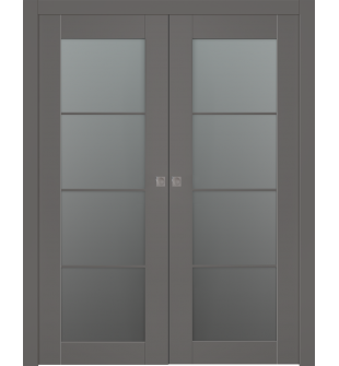 Avon 4 Lite Vetro Gray Matte Double pocket doors