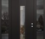 Modern Steel Front Door DIAMOND A1 60" X 96" BLACK/BLACK CLEAR GLASS PANEL BLACK LHI WITH 2 SIDELITES AND TRANSOM MIRRORED GLASS