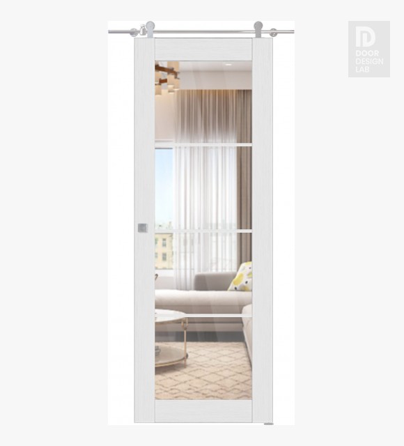 Palladio 4 Lite Clear Vetro Bianco Noble Modern Interior Barn Door by Belldinni