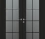 Avon 8 Lite Vetro Black Matte Modern Interior Double Swing Doors by Belldinni