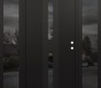 Modern Steel Front Door DIAMOND A6 64" X 80" BLACK/BLACK MIRRORED GLASS PANEL BLACK LHI WITH 2 SIDELITES MIRRORED GLASS