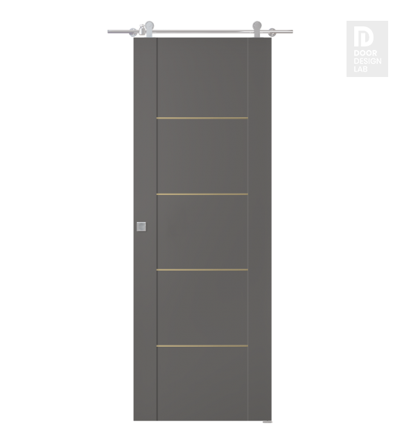Avon 01 4H Gold Gray Matte Modern Interior Barn Door by Belldinni
