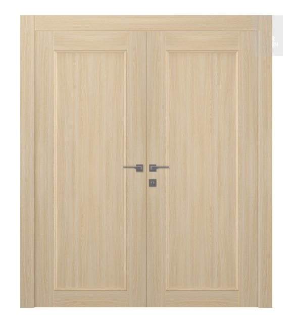 Oxford Uno 07 Loire Ash Modern Interior Double Swing Doors by Belldinni