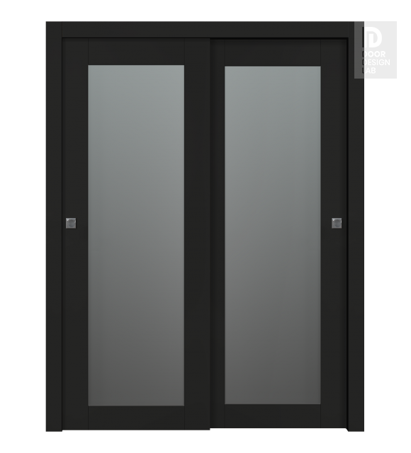 Avon 207 Vetro Black Matte Modern Interior Bypass Doors by Belldinni