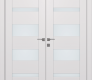 Avon 07-01 Vetro Snow White Modern Interior Double Swing Doors by Belldinni