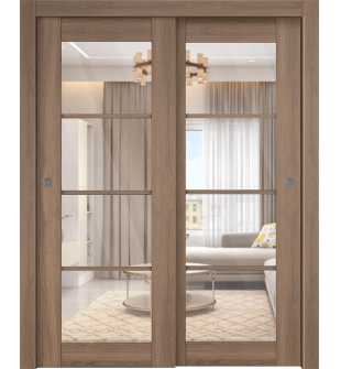 Avon 4 Lite Clear Vetro Pecan Nutwood Bypass doors
