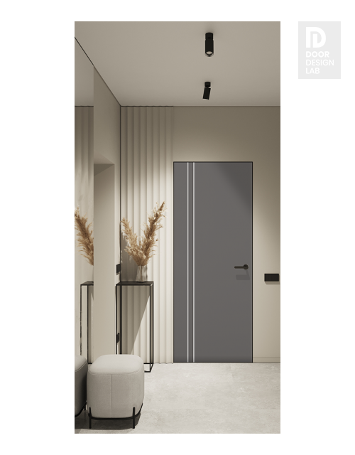 Optima 4H Gray Matte Modern Interior Frameless Door by Belldinni