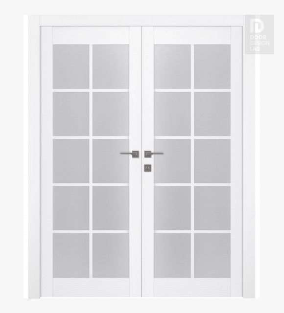 Palladio 10 Lite Vetro Bianco Noble Modern Interior Double Swing Doors by Belldinni