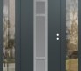 Modern Steel Front Door DIAMOND A9 60" X 80" ANTHRACITE/ANTHRACITE FROSTED GLASS PANEL STAINLESS STEEL LHI WITH 2 SIDELITES CLEAR GLASS