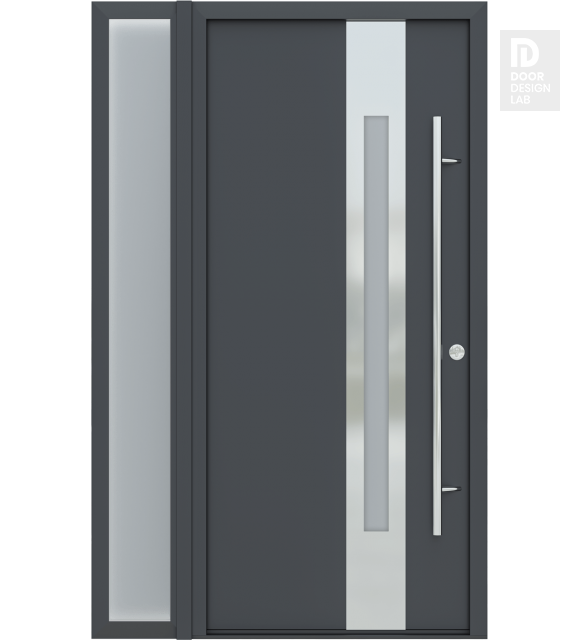 MODERN FRONT STEEL DOOR ZEPHYR ANTRACIT/WHITE 49 1/4" X 81 11/16" LHI + SIDELITE LEFT