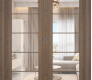 Avon 5 Lite Clear Vetro Pecan Nutwood Modern Interior Double Pocket Doors by Belldinni