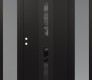 Modern Steel Front Door DIAMOND A6 60" X 80" BLACK/BLACK MIRRORED GLASS PANEL BLACK RHI WITH 2 SIDELITES FROSTED GLASS