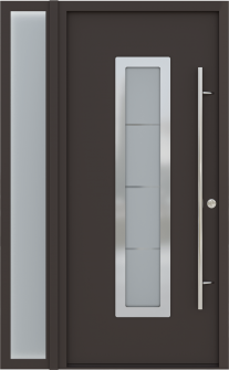 MODERN FRONT STEEL DOOR ARGOS BROWN/WHITE 49 1/4" X 81 11/16" LHI + SIDELITE LEFT