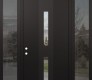 DIAMOND A6 60" X 96" BLACK/BLACK CLEAR GLASS PANEL BLACK LHI WITH 2 SIDELITES AND TRANSOM MIRRORED GLASS