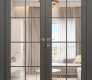 Avon 8 Lite Clear Vetro Gray Matte Modern Interior Double Swing Doors by Belldinni