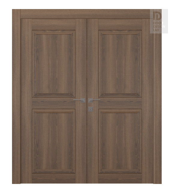 Oxford Duo 07 Rn Pecan Nutwood Modern Interior Double Swing Doors by Belldinni