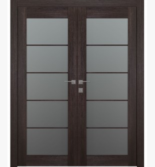 Avon 5 Lite Vetro Veralinga Oak Double doors