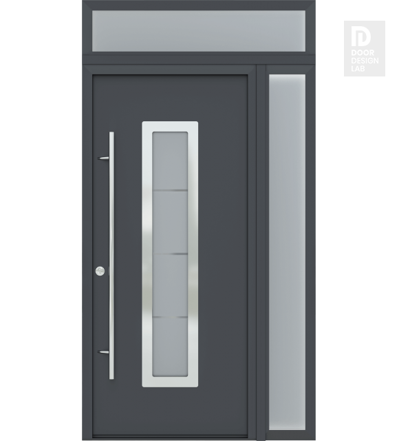MODERN FRONT STEEL DOOR ARGOS ANTRACIT/WHITE 49 1/4" X 95 11/16" RHI + SIDELITE RIGHT/TRANSOM