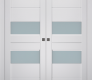 Dessa Vetro Bianco Noble Modern Interior Double Pocket Doors by Belldinni