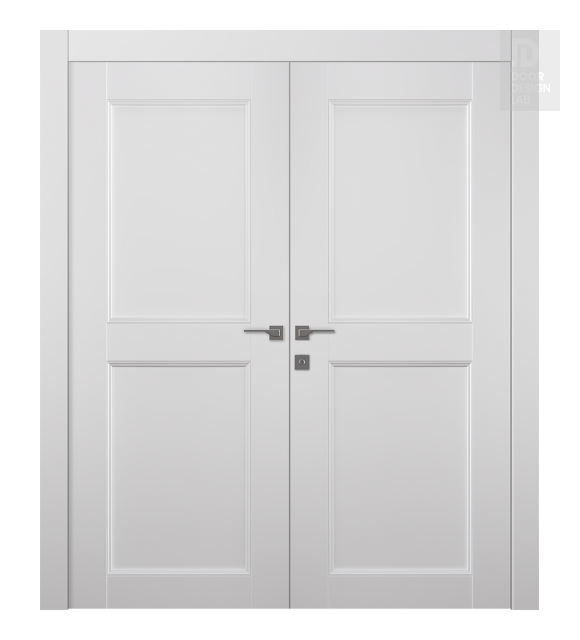 Oxford Uno 07 Rn Snow White Modern Interior Double Swing Doors by Belldinni