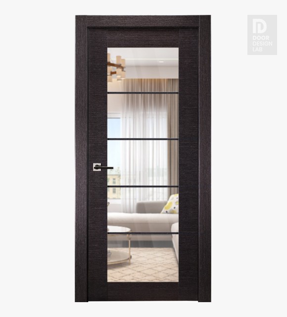 Avanti 5 Lite Clear Vetro Black Apricot Modern Interior Door by Belldinni