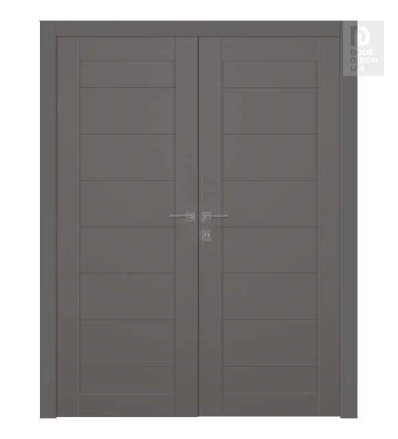 Ermi Gray Matte Modern Interior Double Swing Doors by Belldinni