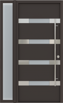 MODERN FRONT STEEL DOOR AURA BROWN/WHITE 49 1/4" X 81 11/16" LHI + SIDELITE LEFT
