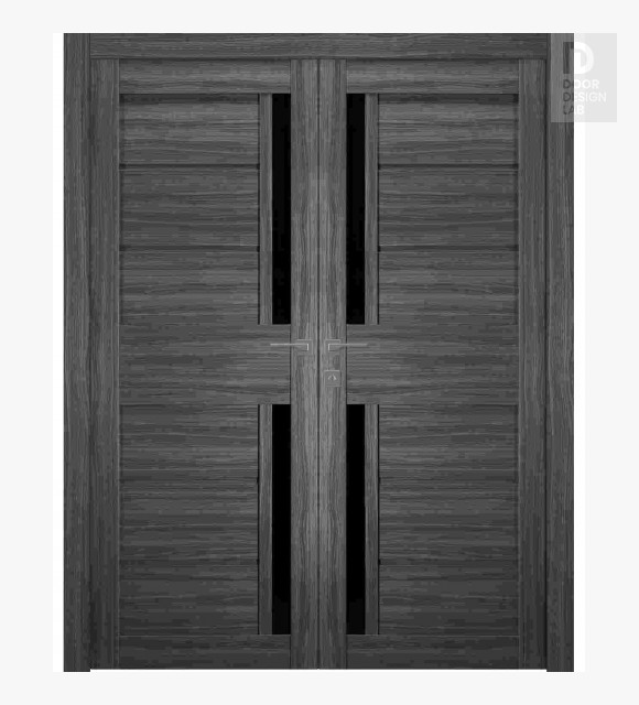 Esta Bl Vetro Gray Oak Modern Interior Double Swing Doors by Belldinni