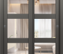 Avon 3 Lite Clear Vetro Gray Matte Modern Interior Bypass Doors by Belldinni