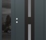 Modern Steel Front Door DIAMOND A6 50" X 80" ANTHRACITE/ANTHRACITE FROSTED GLASS PANEL BLACK RHI WITH SIDELITE MIRRORED GLASS