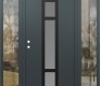 Modern Steel Front Door DIAMOND A9 68" X 80" ANTHRACITE/ANTHRACITE FROSTED GLASS PANEL BLACK RHI WITH 2 SIDELITES CLEAR GLASS