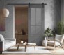 Avon 8 Lite Vetro Gray Matte Barn doors