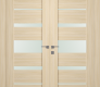 Avon 07-03 Vetro Loire Ash Modern Interior Double Swing Doors by Belldinni