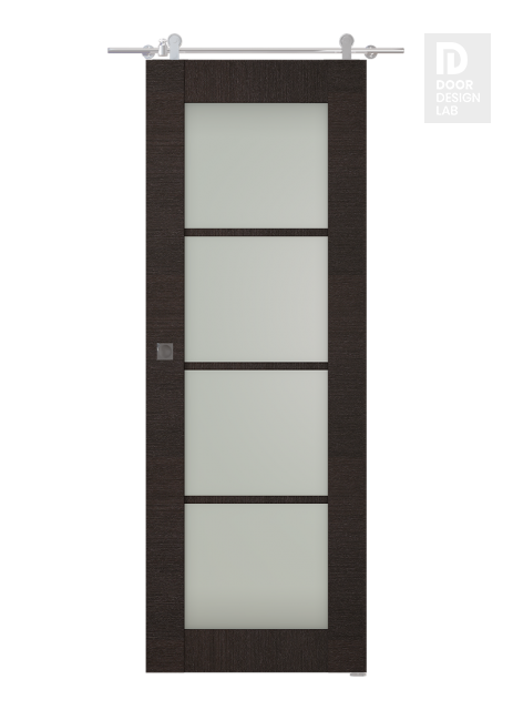 Avanti 4 Lite Vetro Black Apricot Modern Interior Barn Door by Belldinni