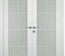 Smart Pro 8 Lite Vetro Polar White Modern Interior Double Swing Doors by Belldinni
