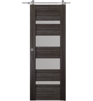 Mirella Vetro Gray Oak Barn doors