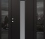 Modern Steel Front Door DIAMOND A1 64" X 80" BLACK/WHITE FROSTED GLASS PANEL BLACK RHI WITH 2 SIDELITES MIRRORED GLASS