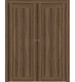Shaker 1 Panel Pecan Nutwood Double pocket doors