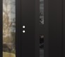 Modern Steel Front Door DIAMOND A6 48" X 80" BLACK/BLACK MIRRORED GLASS PANEL BLACK RHI WITH SIDELITE CLEAR GLASS