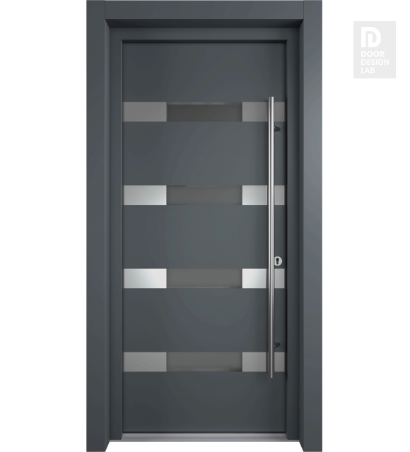 MODERN FRONT STEEL DOOR AURA ANTRACIT/WHITE 37 7/16" X 81 11/16" LHI + HARDWARE