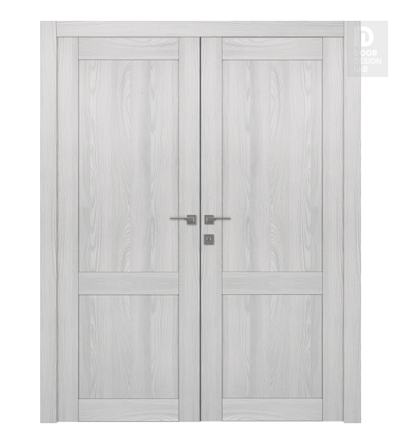 Shaker 2 Panel Ribeira Ash Modern Interior Double Swing Doors by Belldinni