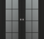 Avon 8 Lite Vetro Black Matte Modern Interior Double Pocket Doors by Belldinni