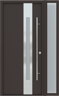 MODERN FRONT STEEL DOOR ZEPHYR BROWN/WHITE 49 1/4" X 81 11/16" LHI + SIDELITE RIGHT