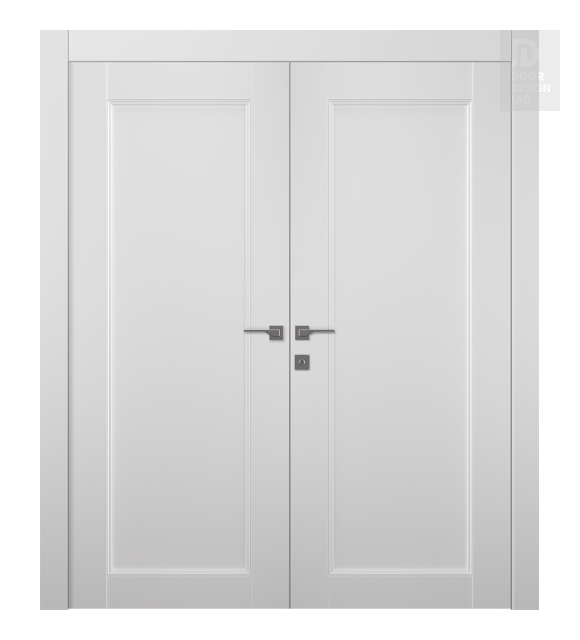 Oxford Uno 07 Snow White Modern Interior Double Swing Doors by Belldinni