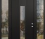 Modern Steel Front Door DIAMOND A1 68" X 96" BLACK/BLACK CLEAR GLASS PANEL BLACK LHI WITH 2 SIDELITES AND TRANSOM CLEAR GLASS