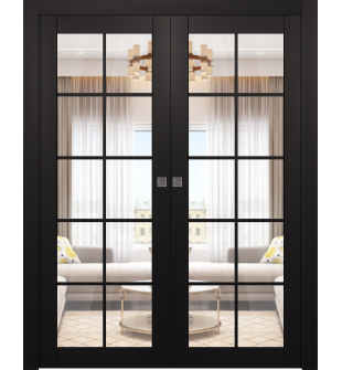 Avon 10 Lite Clear Black Matte Double pocket doors
